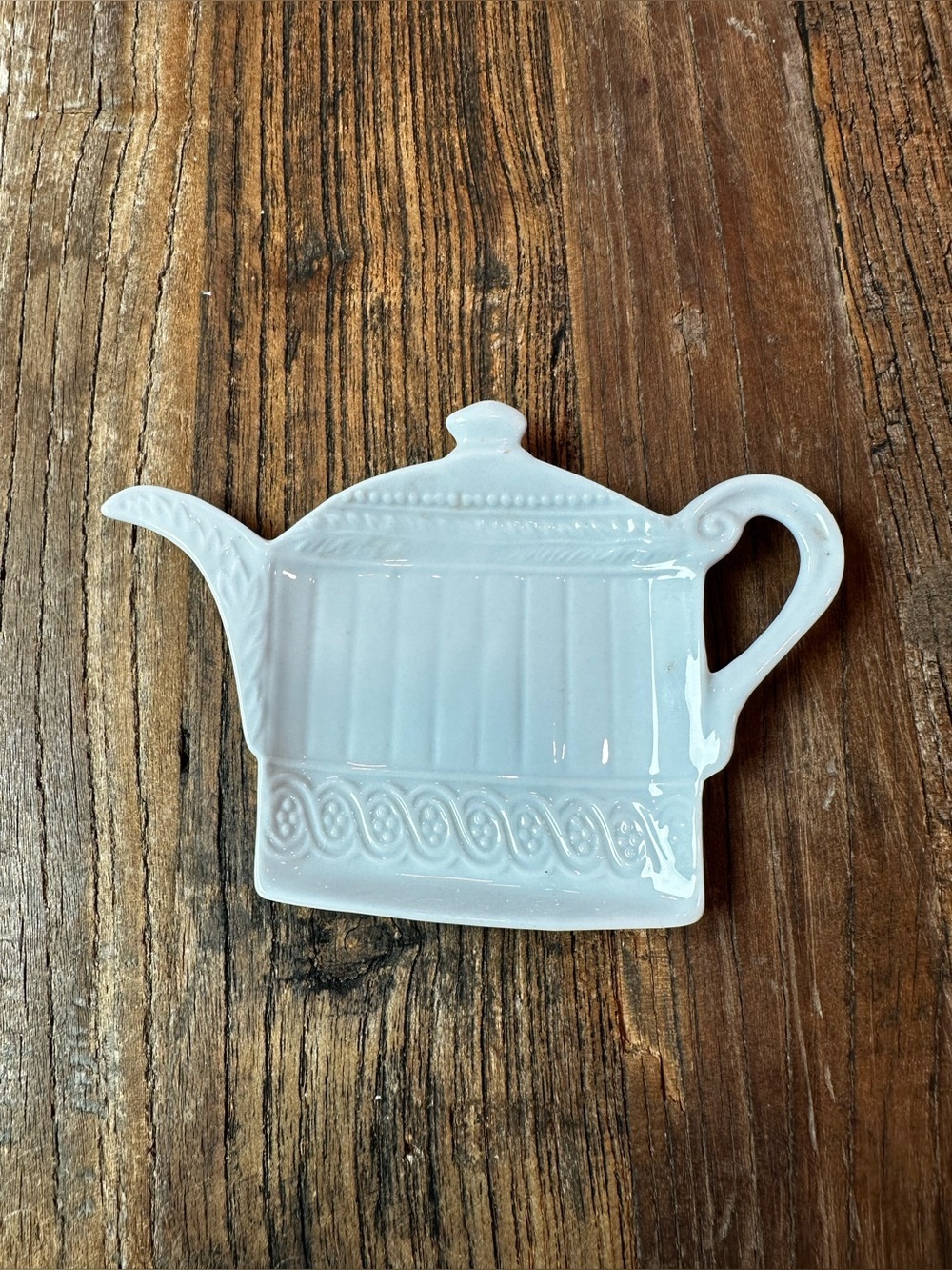 White Ceramic Teapot Shaped Spoon Rest or tray